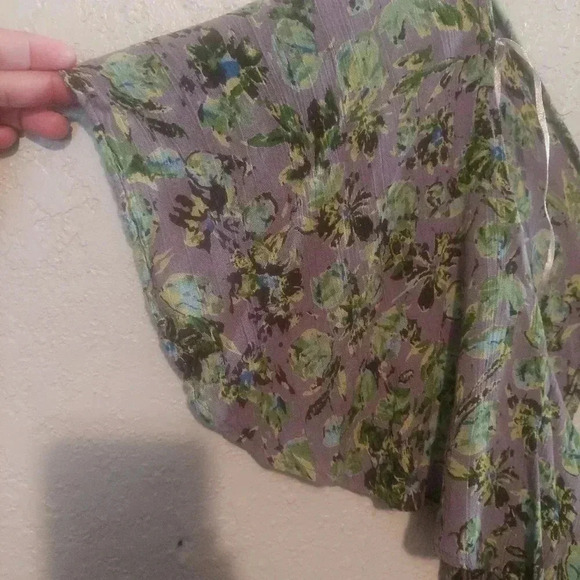 ANGIE Floral Boho Print Dress Size S Womens Flutter Sleeve Ruffle - Picture 7 of 9